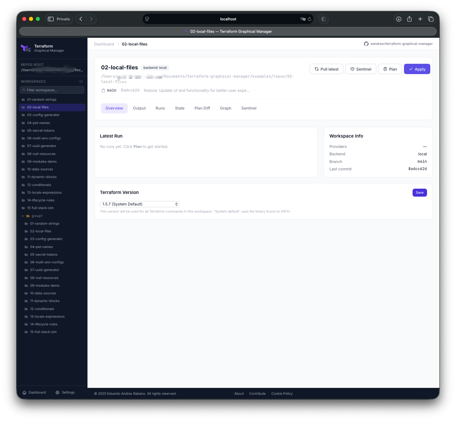Workspace overview tab