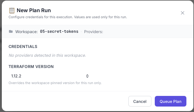 Run modal